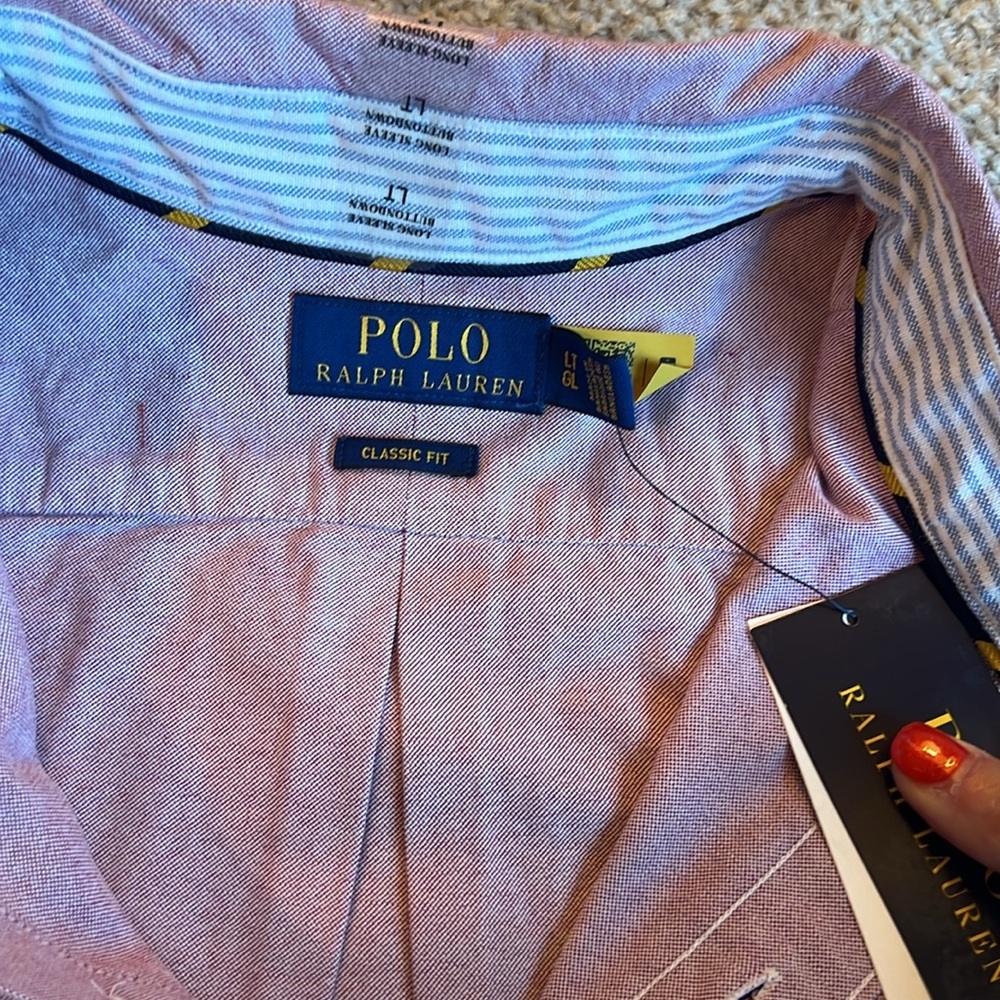 Polo Ralph Lauren Oxford long sleeve woven button down shirt crimson red large T - Picture 4 of 4